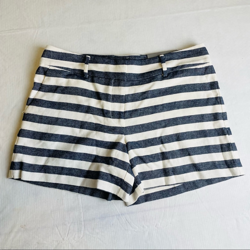 Ann Taylor LOFT Women's Size 6 Shorts 32” Waist Nautical Striped Linen Blend NEW